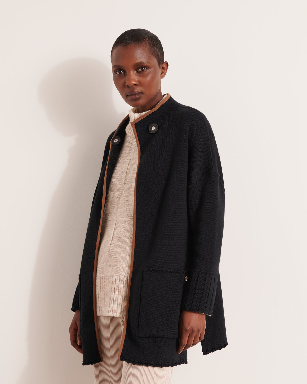 Manteau en maille double face NAMPO/12007/921