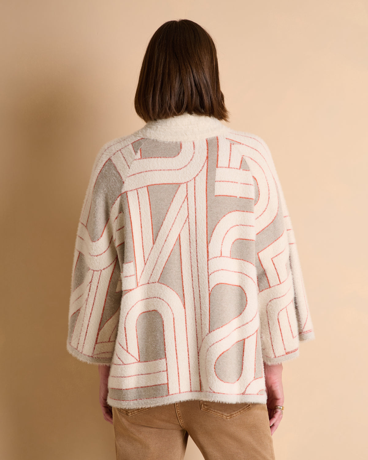 Manteau court beige en jacquard col montant NEVADA/14009/781