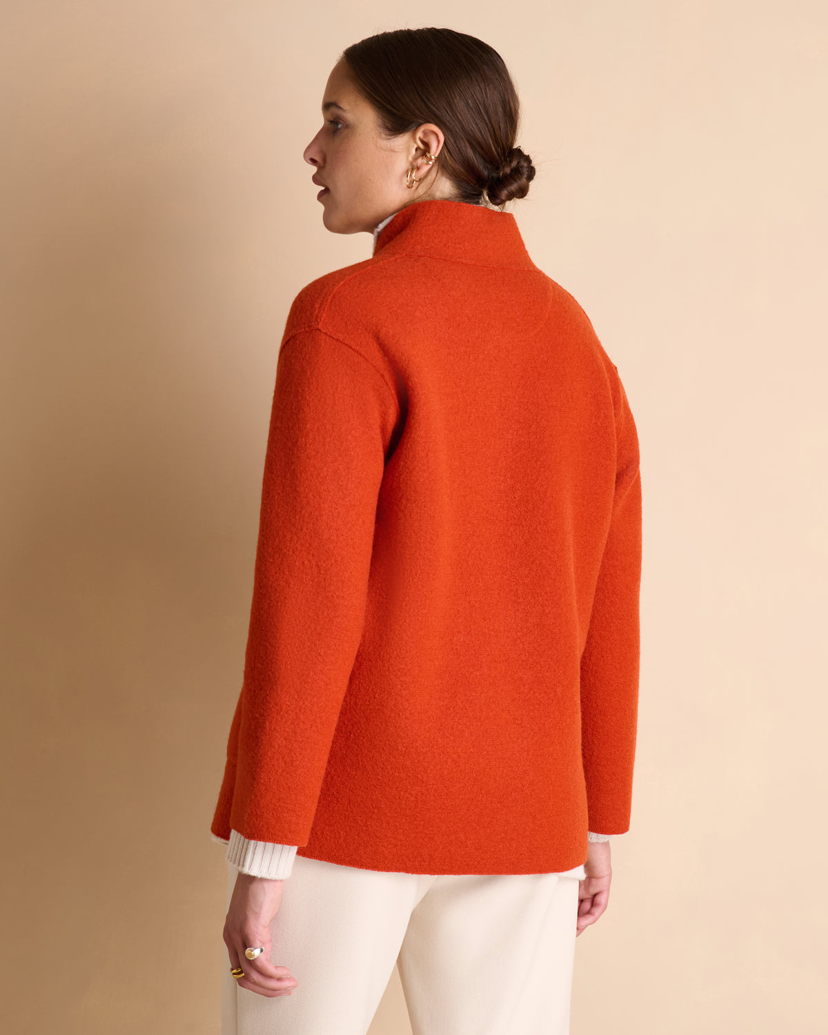 Manteau court orange en laine bouillie col montant NEWTON1927-14/14062/123