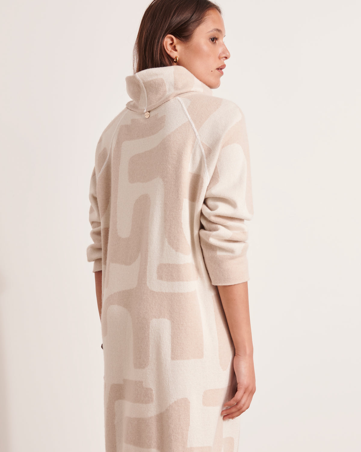 Robe courte en maille jacquard en laine mérinos et cachemire ORALIA/12189/781