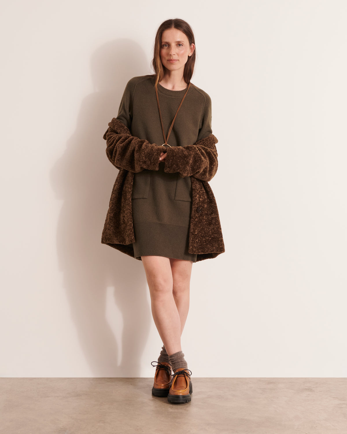 Robe courte en maille cachemire et laine mérinos ORION12/12207/216