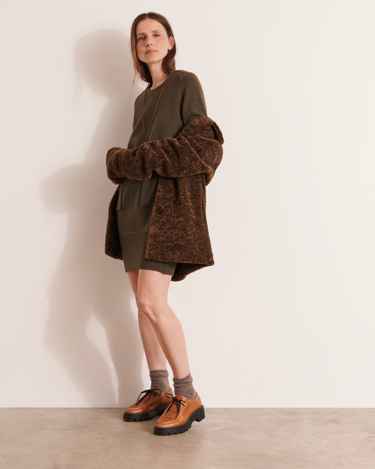 Robe courte en maille cachemire et laine mérinos ORION12/12207/216