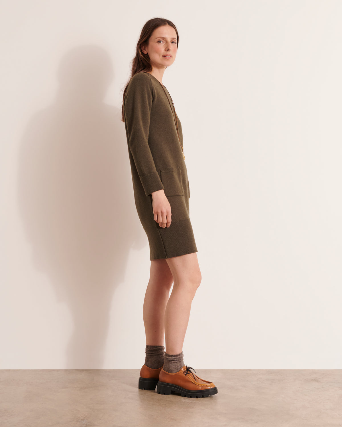 Robe courte en maille cachemire et laine mérinos ORION12/12207/216