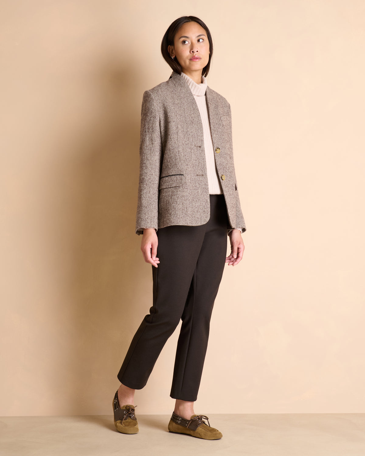 Pantalon marron droit 7/8e ceinture élastiquée PACOLETTE-BIS/14149/039