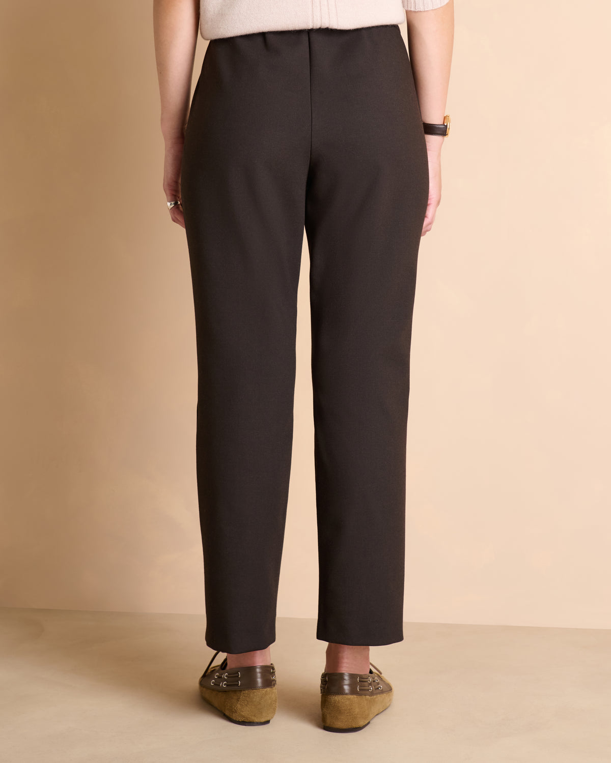 Pantalon marron droit 7/8e ceinture élastiquée PACOLETTE-BIS/14149/039