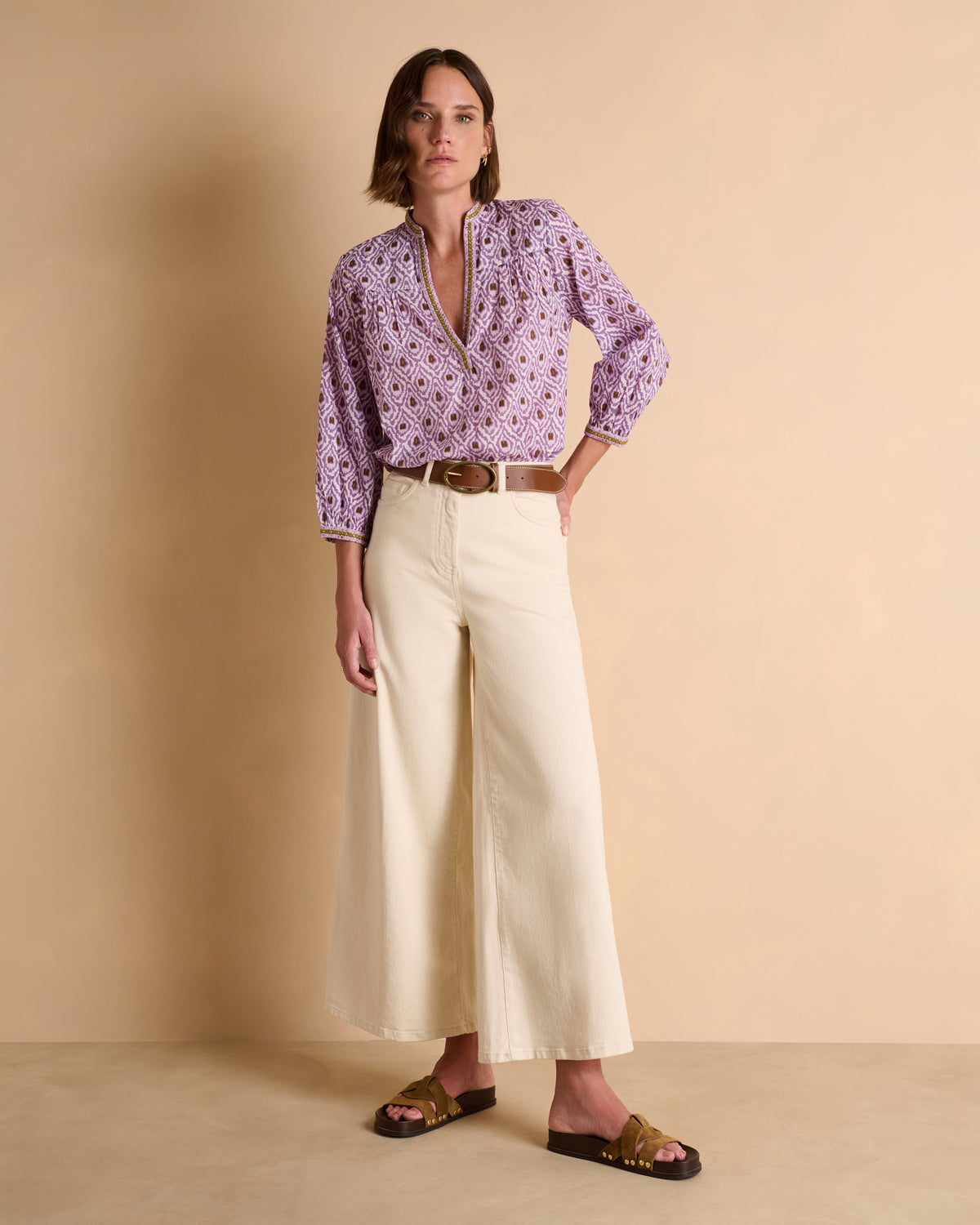 Jeans large 7/8e beige PAMPA/13334/007