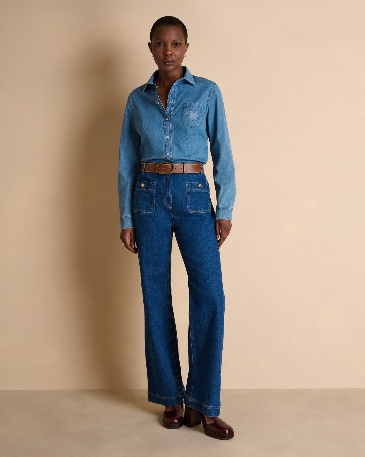 Jean flare bleu PANDORE/14133/317