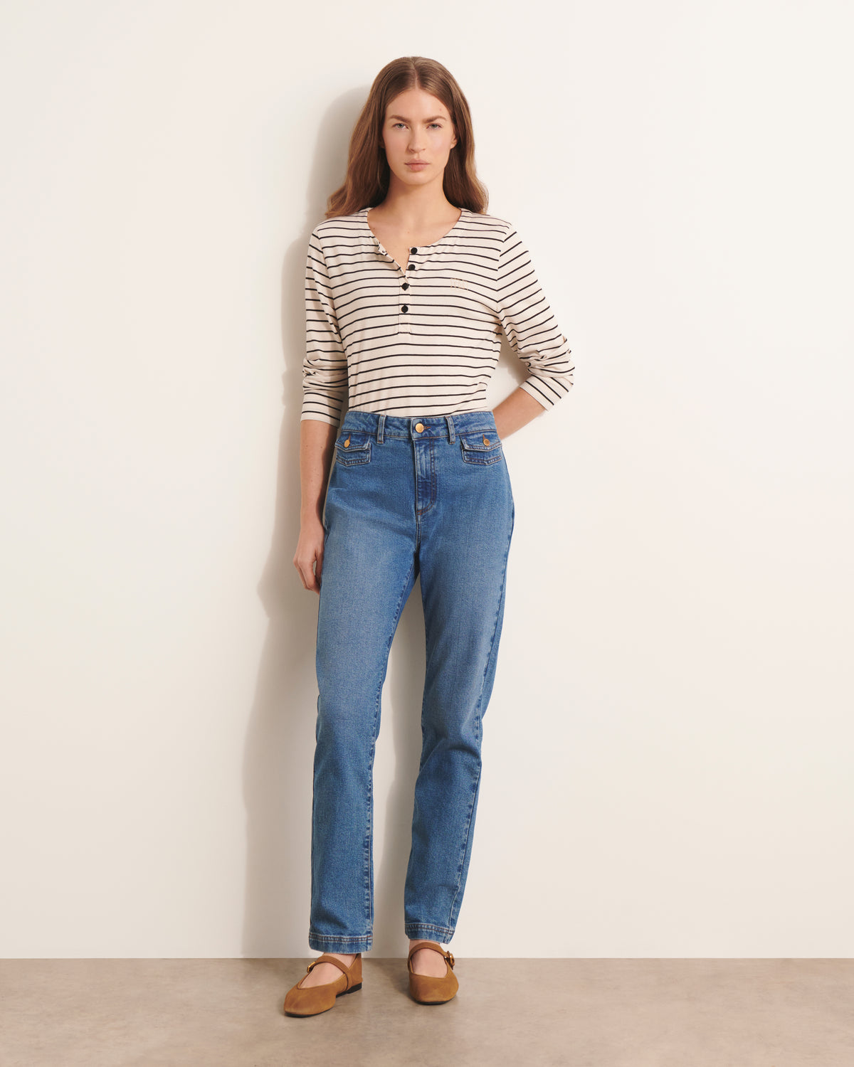 Jeans droit délavé bleu PANJEAN13-BIS/13140/301