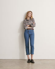 jean délavé en coton stretch 7/8e