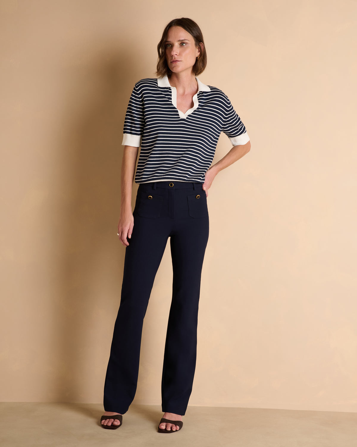 Pantalon bleu marine droit PAULETTE13/13318/317