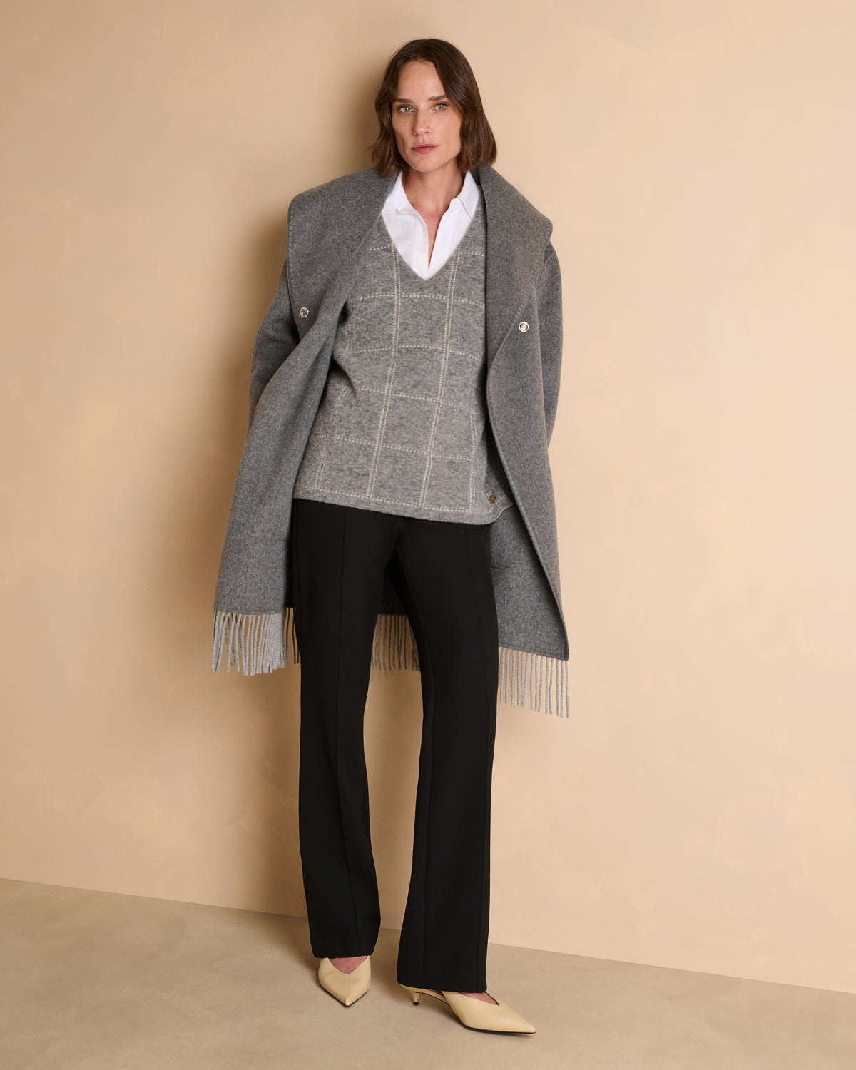 Pantalon noir large et droit nervuré PAULETTE-NEW/14206/500
