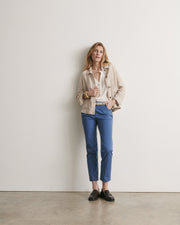 pantalon 7/8 en coton stretch bleu
