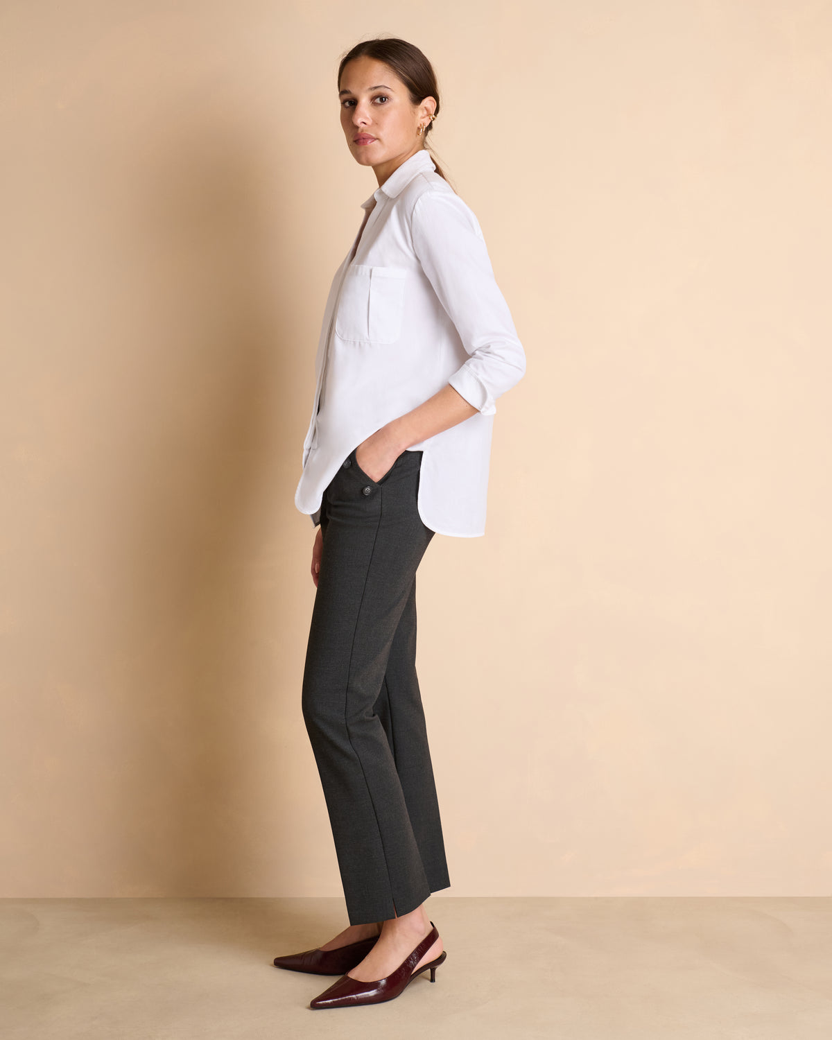 Pantalon gris droit ceinture élastiquée PERFECT/14030/441