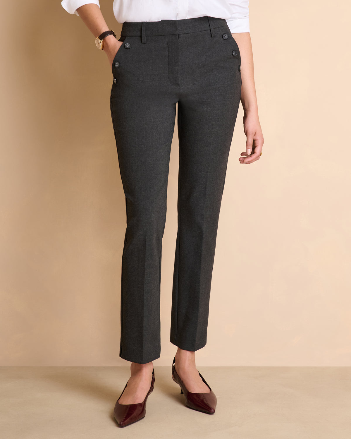 Pantalon gris droit ceinture élastiquée PERFECT/14030/441