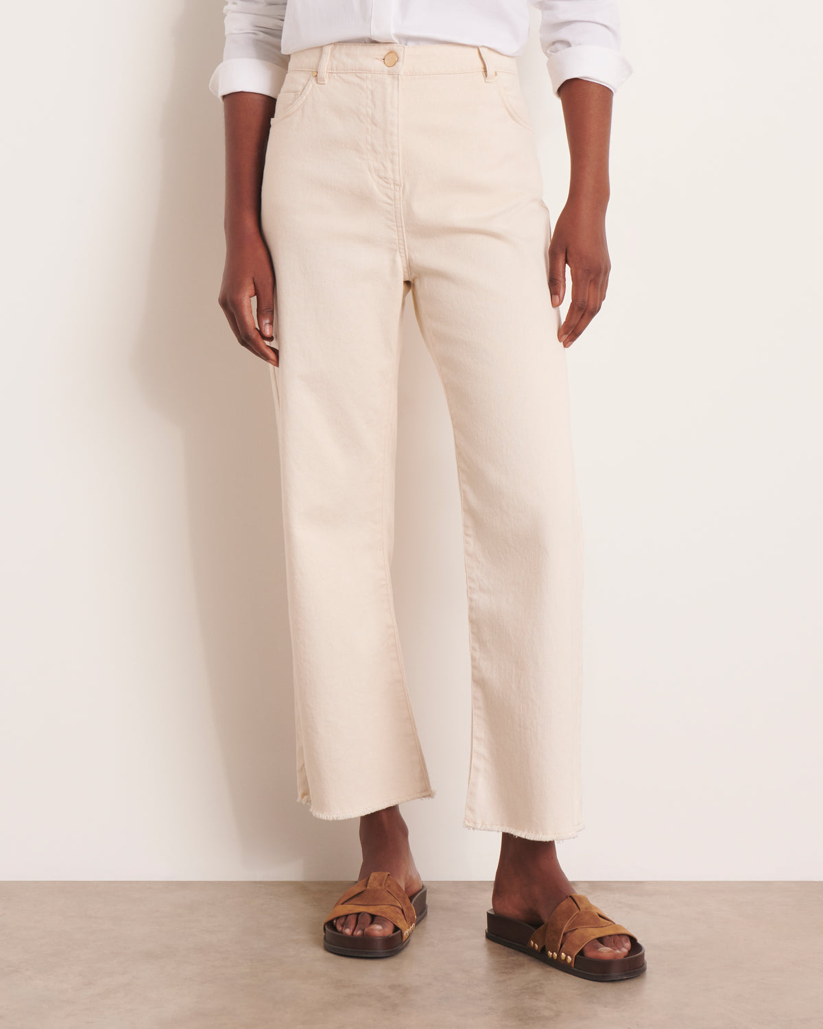 Jeans 7/8ème beige large PERRINE-ETE/13153/007
