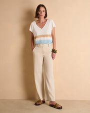 Pantalon large beige en viscose fluide