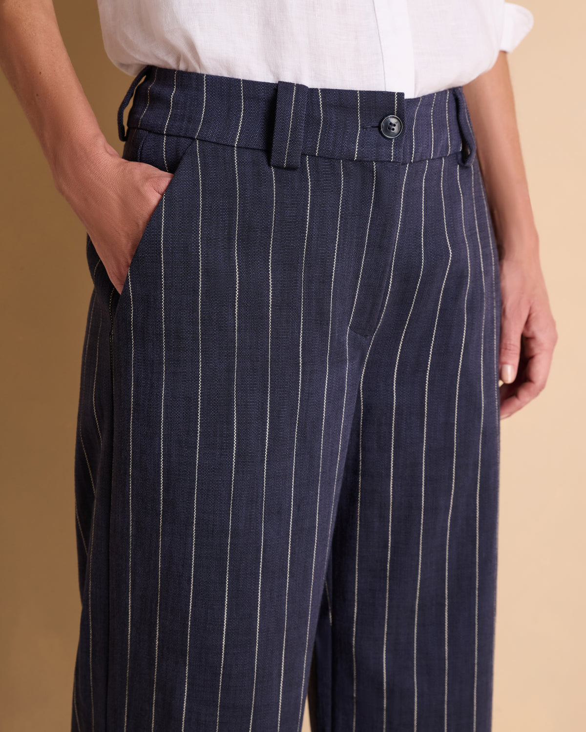 Pantalon large bleu marine à rayures PHILBY13/13323/635