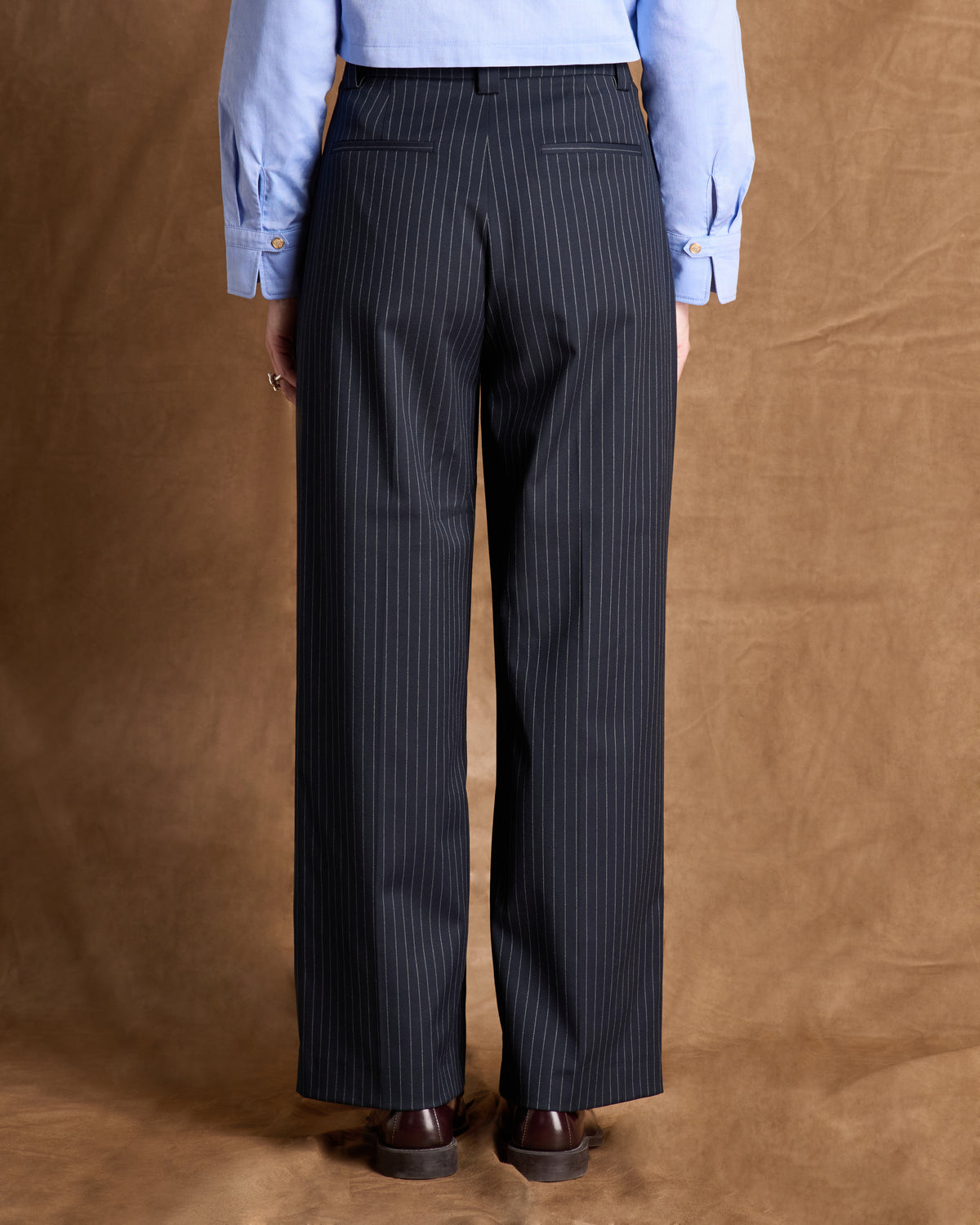 Pantalon bleu marine droit et large à rayures PHILBY-BIS-MR/14216/635