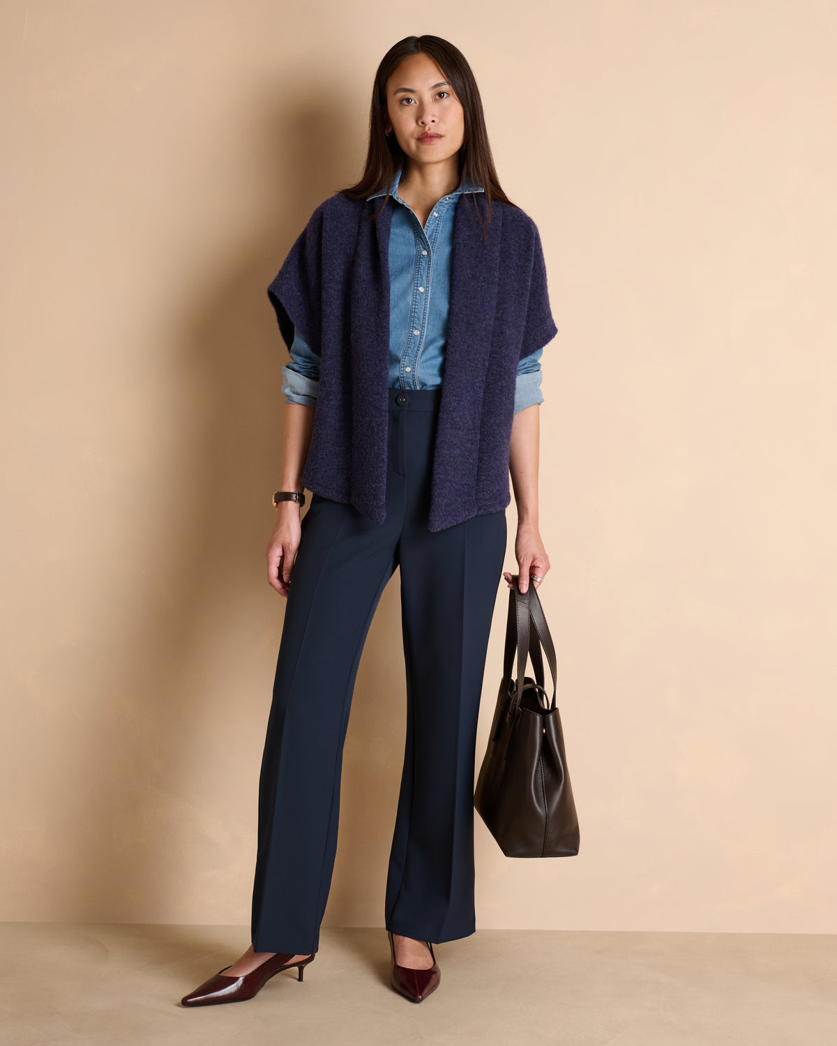 Pantalon bleu marine droit et large PIAMBRE-L14/14045/312