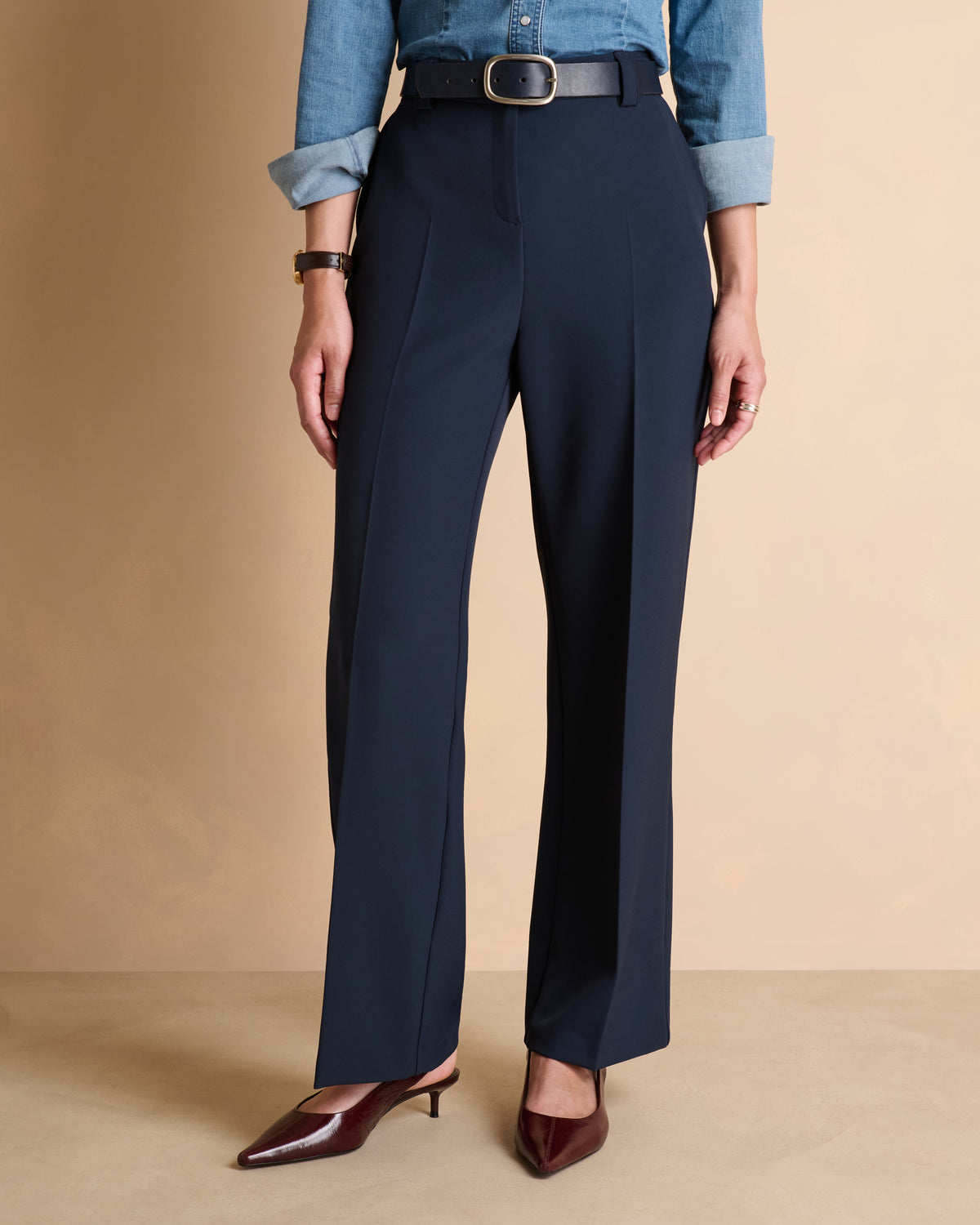 Pantalon bleu marine droit et large PIAMBRE-L14/14045/312