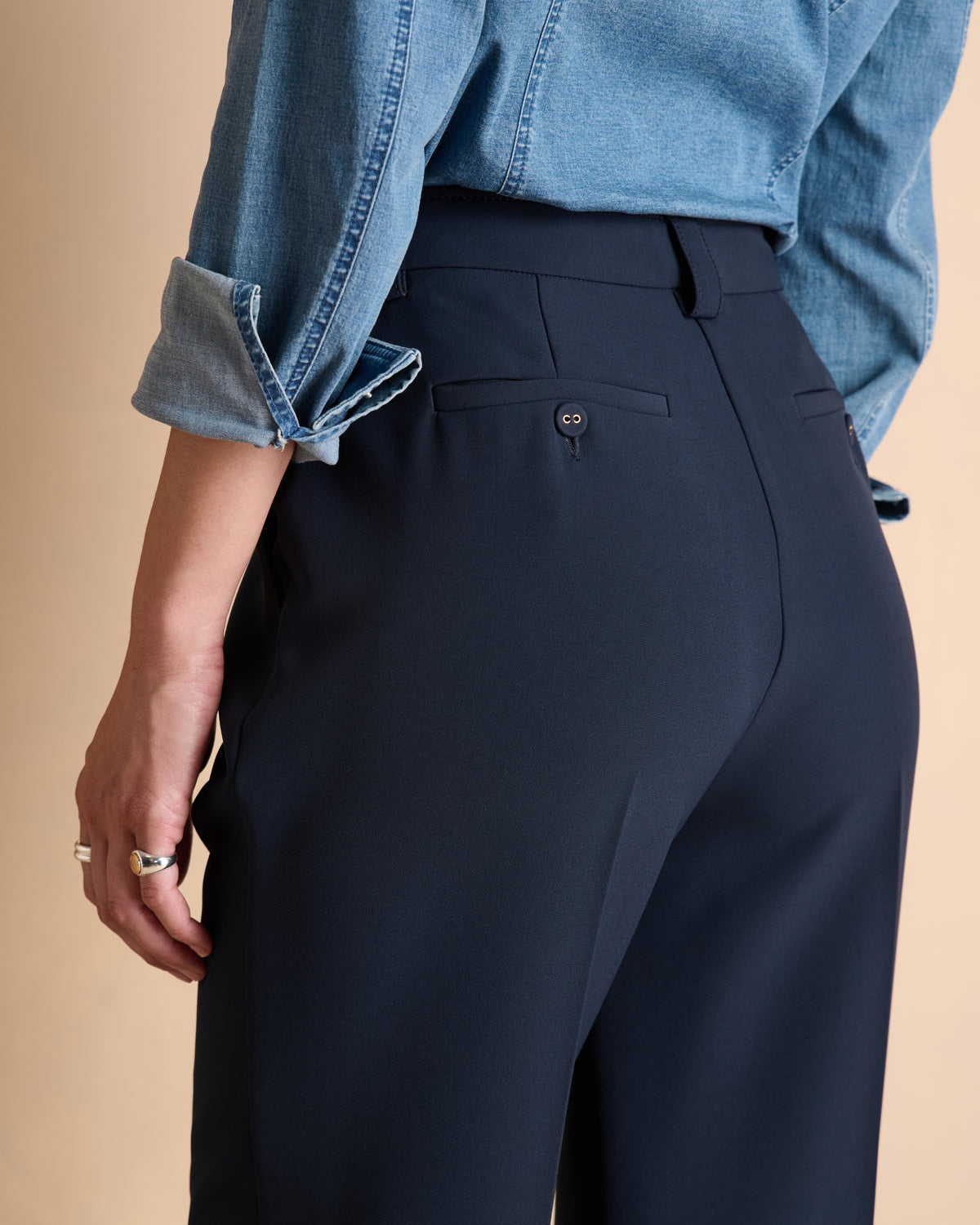 Pantalon bleu marine droit et large PIAMBRE-L14/14045/312