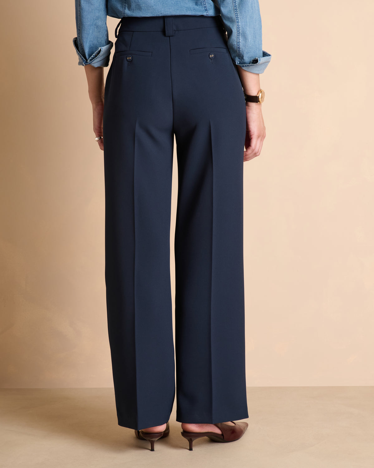 Pantalon bleu marine droit et large PIAMBRE-L14/14045/312