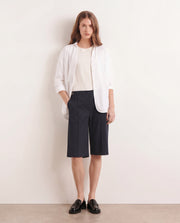 bermuda en satin de coton stretch bleu marine