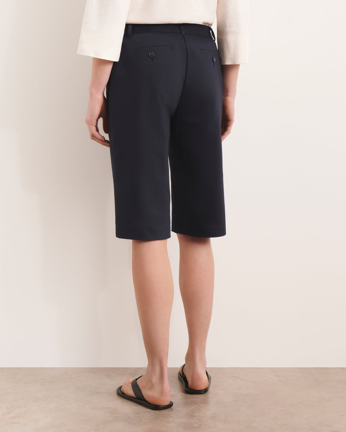 Navy blue Bermuda shorts with elasticated back PICODA/13231/317