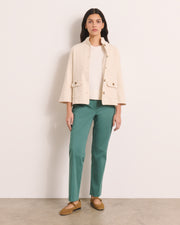 pantalon droit en coton stretch dos élastiqué vert