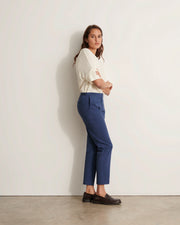 pantalon droit en coton stretch bleu