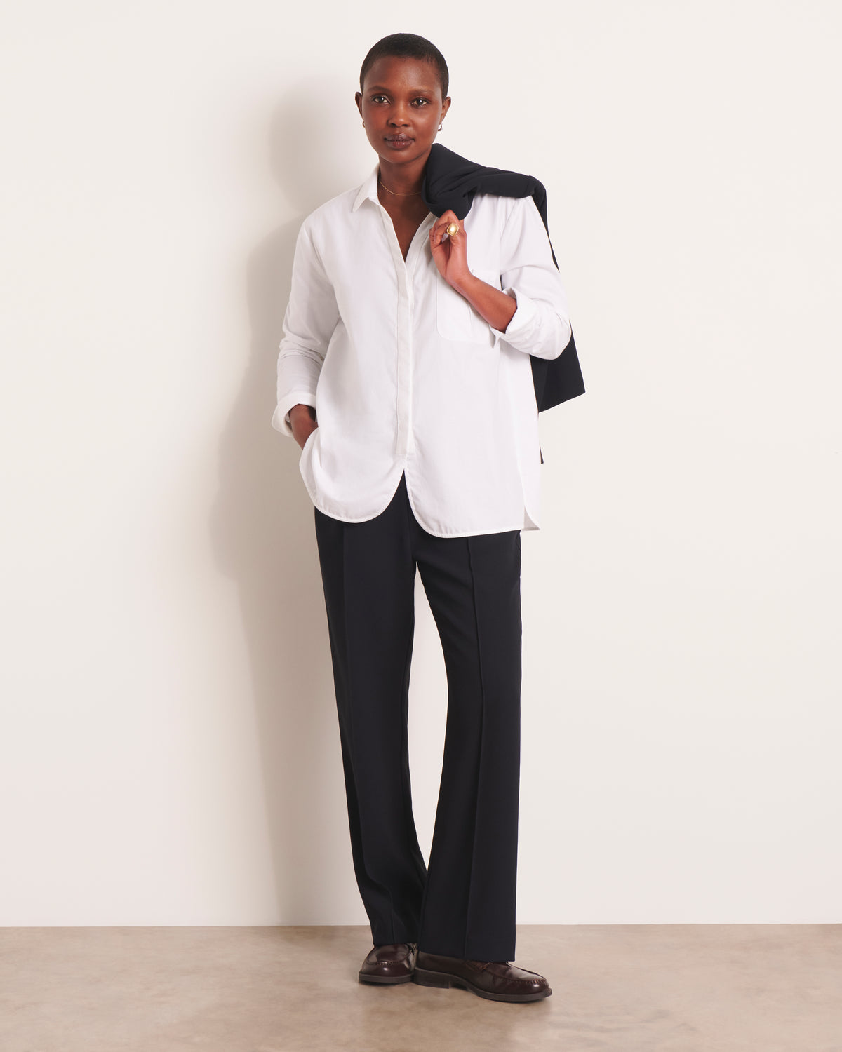 Pantalon bleu marine fluide PIQUORSET/13061/317