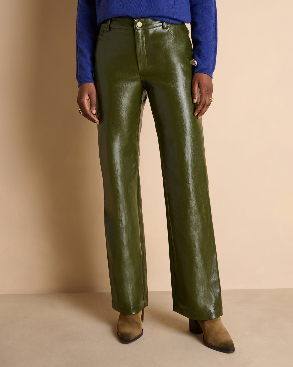 Pantalon vert droit et large PIVERT/14080/193