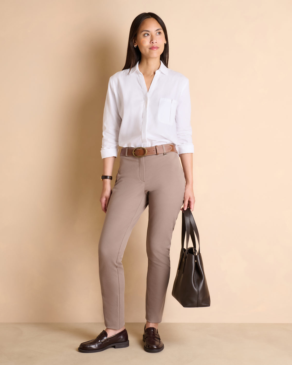 Pantalon marron droit PLUVIER14-BIS-L/14143/040