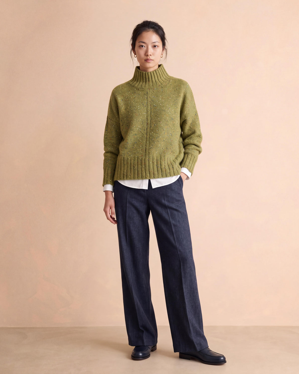 Pantalon bleu marine large dos élastiqué POIVRON-BIS/14151/635