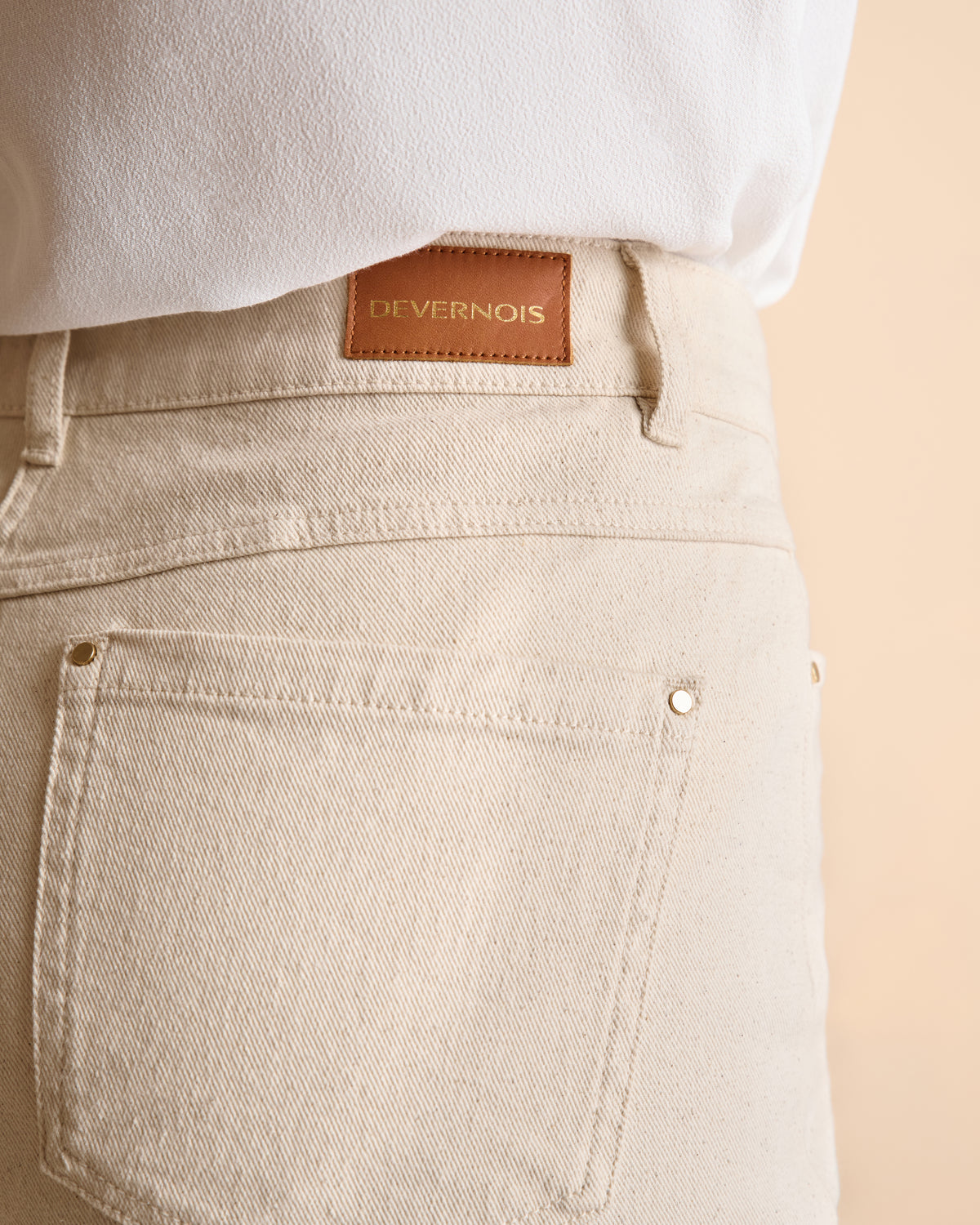 Pantalon beige coupe mom POMME/14071/007
