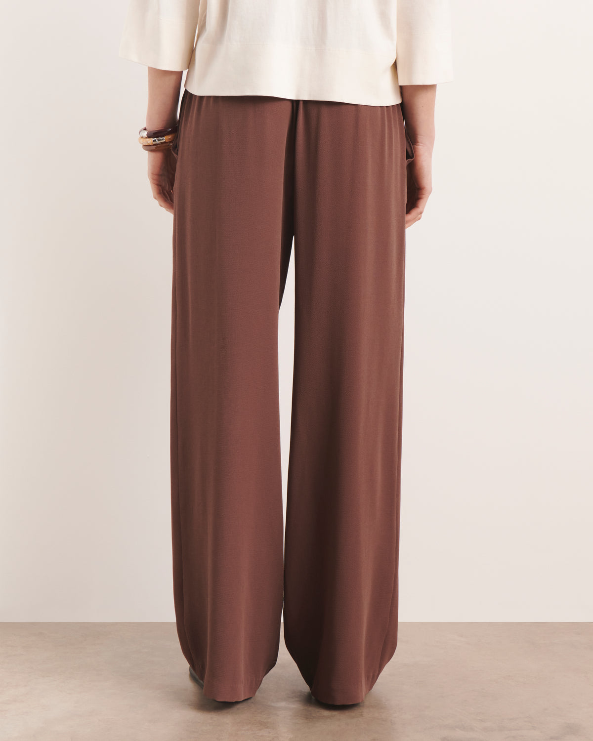 Pantalon large et fluide marron PORTOROSSO/13119/053