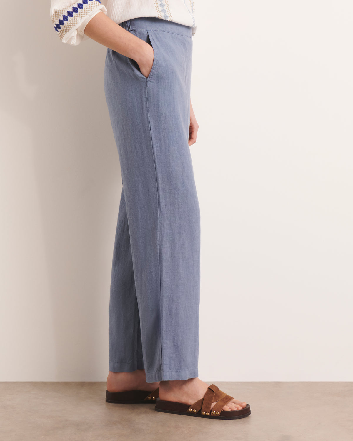 Pantalon droit bleu PRALINI/13196/304