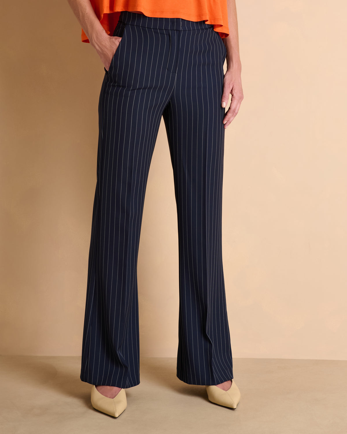 Pantalon large bleu marine à rayures PRATO/13333/635