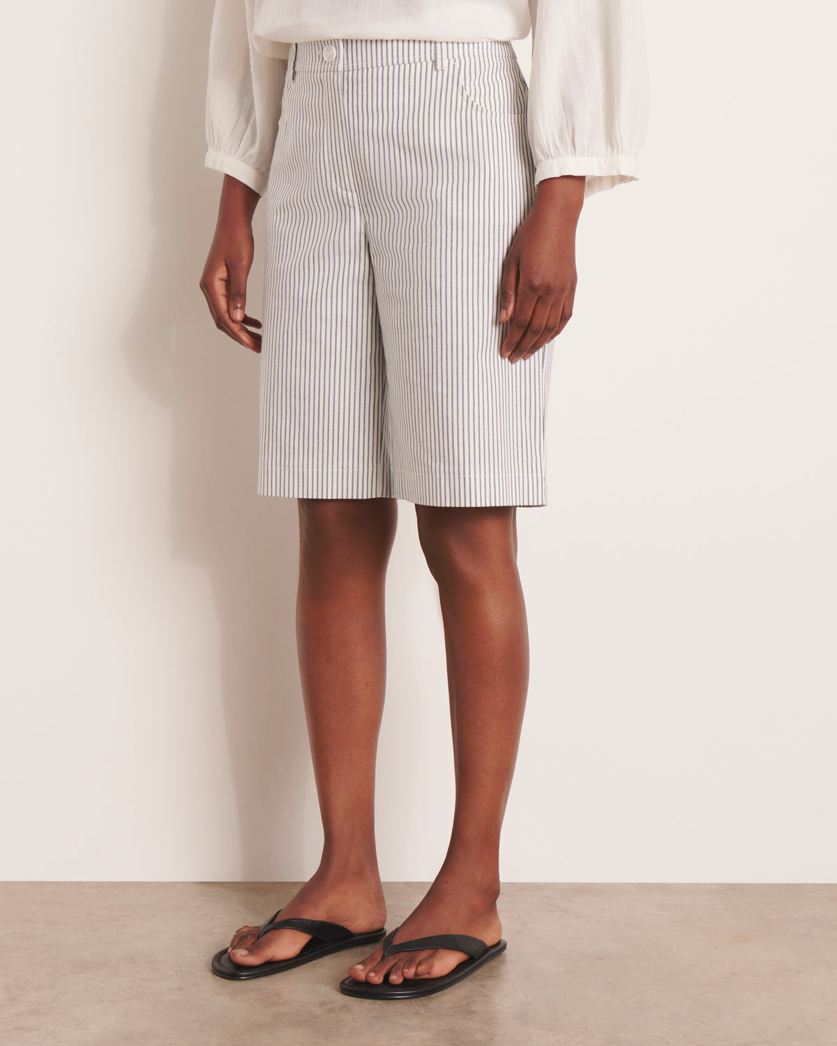 Ecru striped shorts PRESSE/13242/521