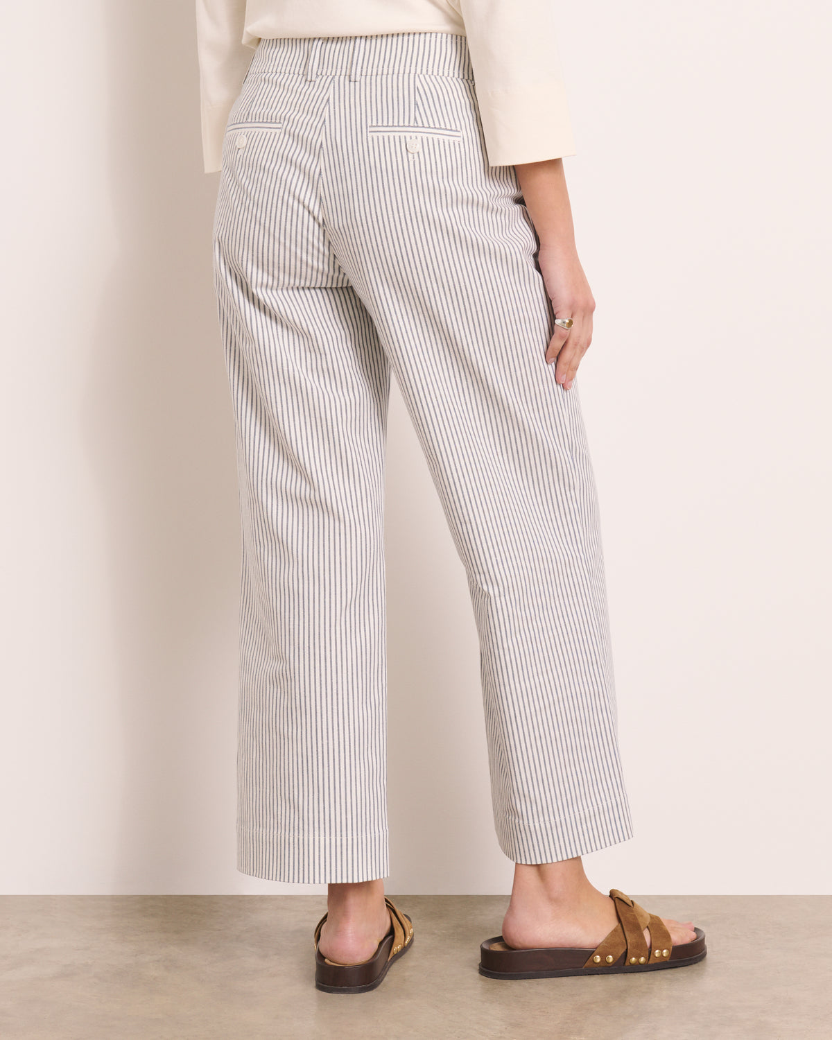 Pantalon droit écru à rayures PROMESSE/13215/521