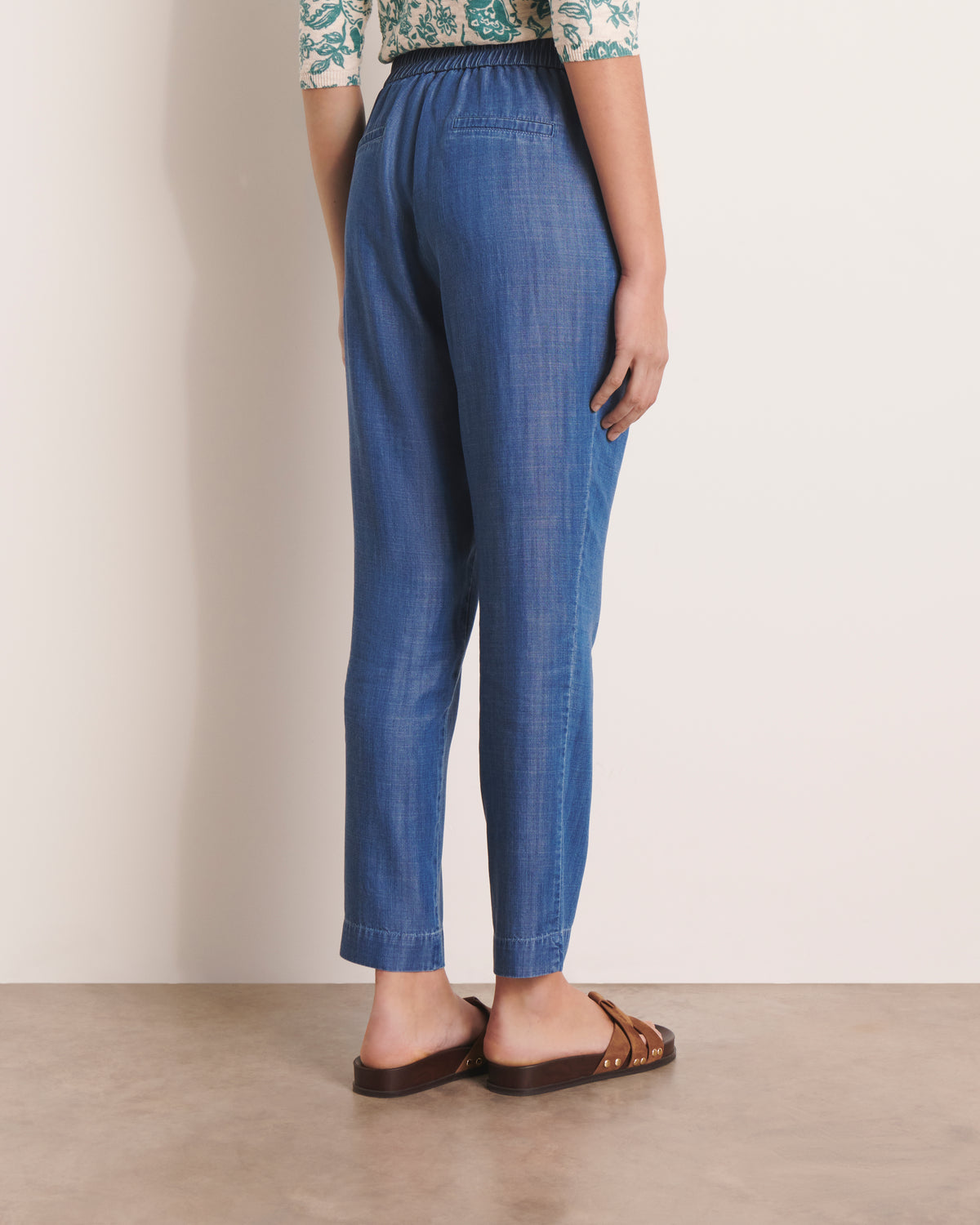 Pantalon bleu dos élastiqué PRUNELLE/13214/296