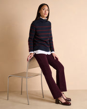 Pantalon bordeaux coupe droite en velours