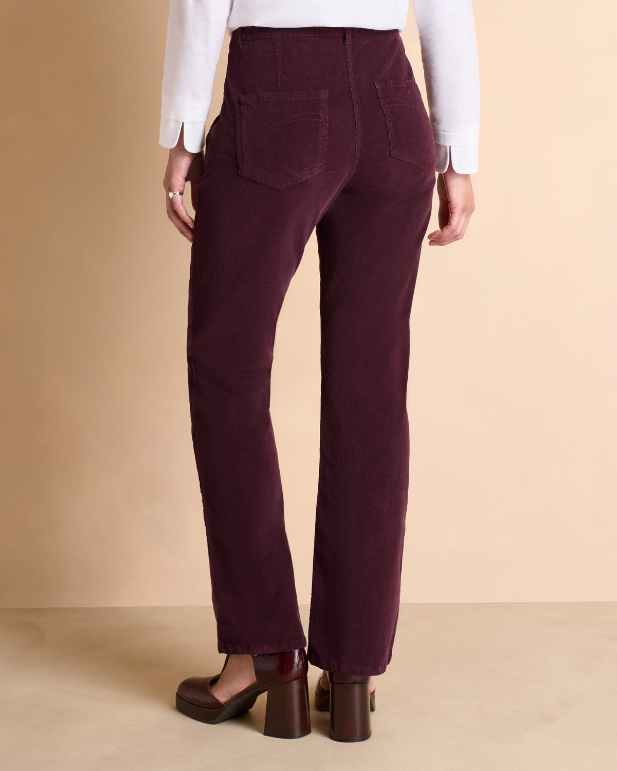 Pantalon bordeaux coupe droite en velours PRUNIER/14180/366