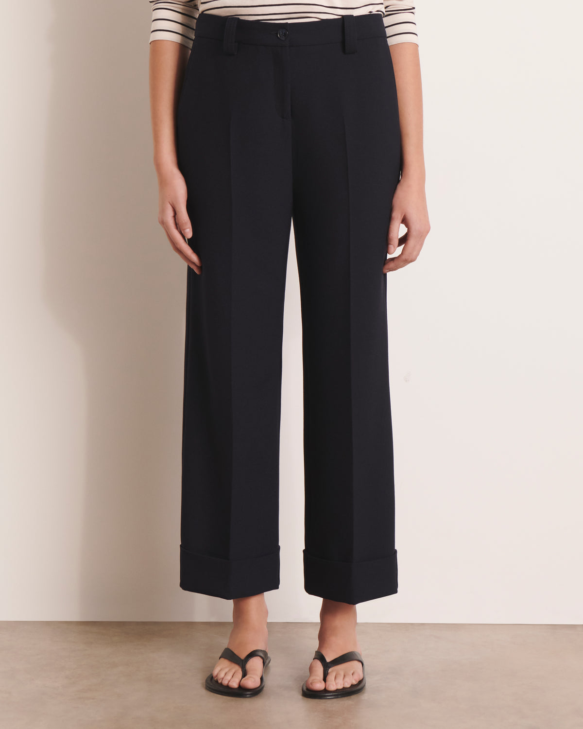 Pantalon large bleu marine PUNTO-DROIT/13128/317