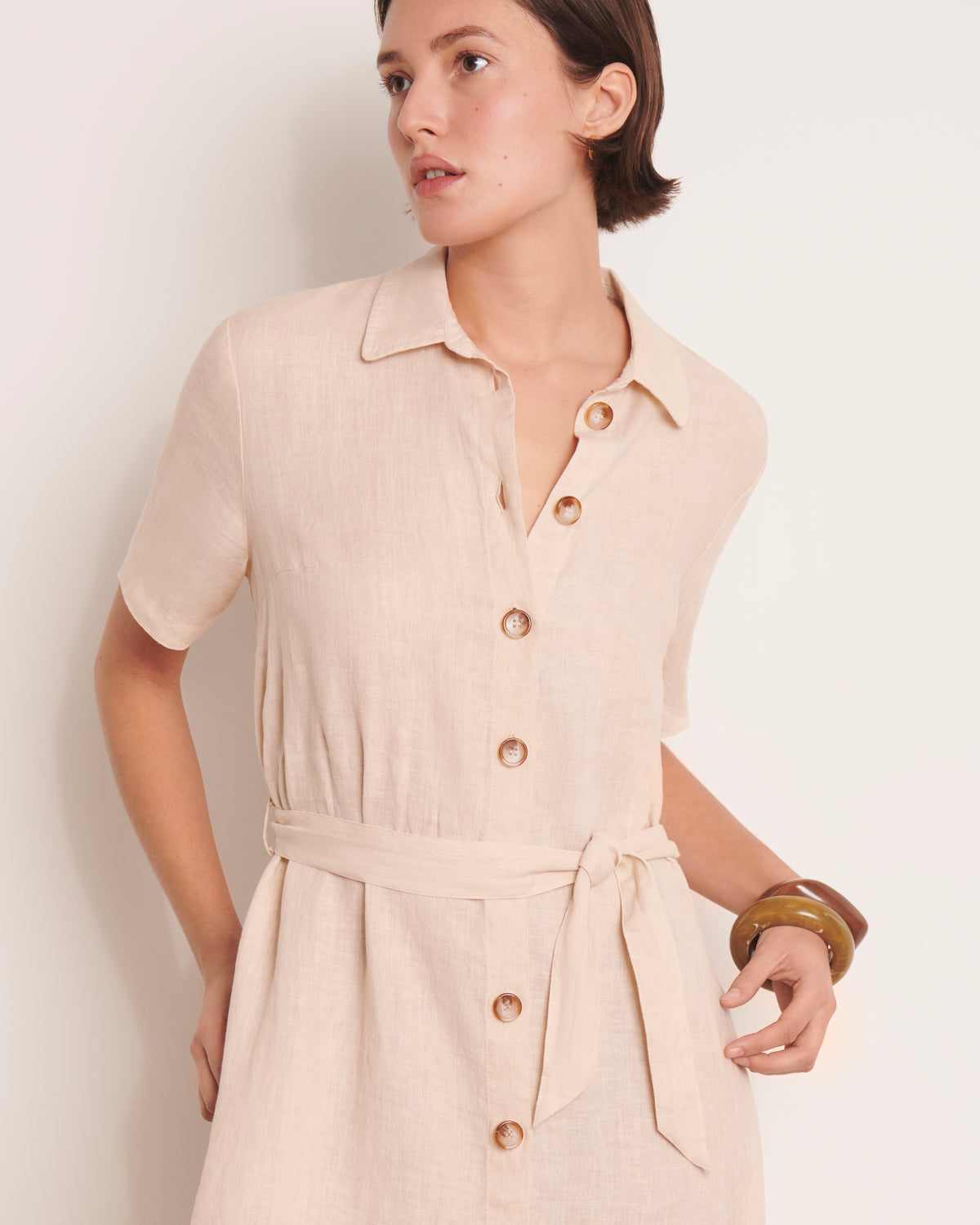 Robe longue chemisier beige longueur midi RAFINA/13124/002