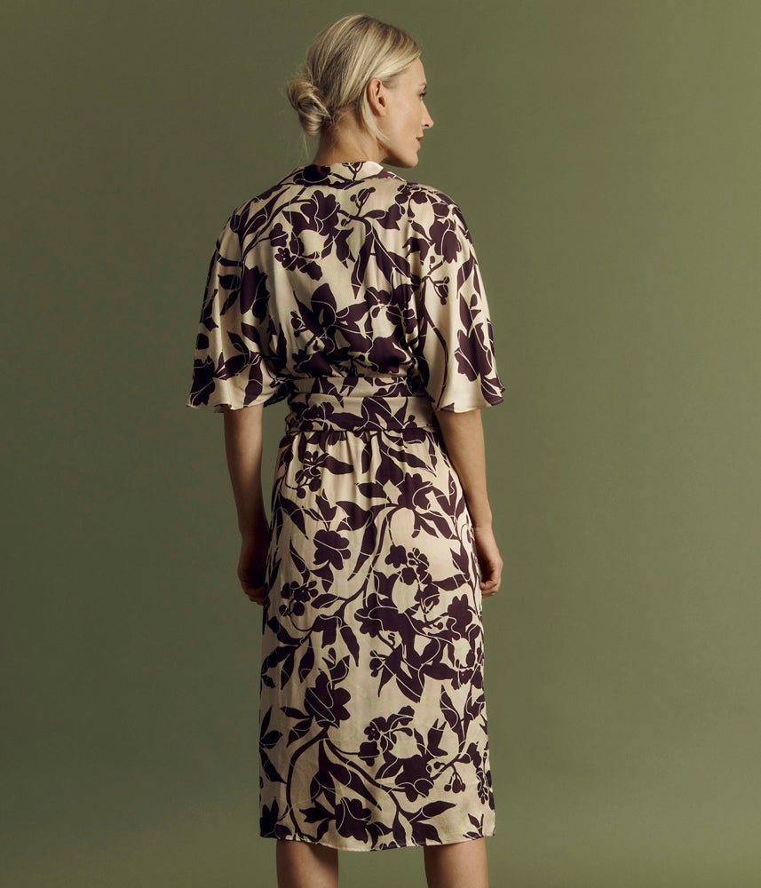 Robe longue fluide en satin de viscose RECEPTION/85054/543