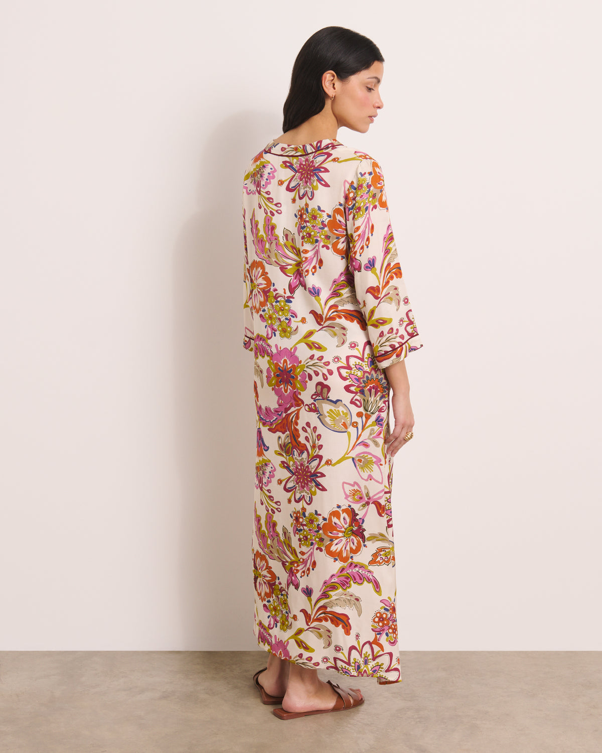 Robe longue beige imprimée RECUERDA/13169/523