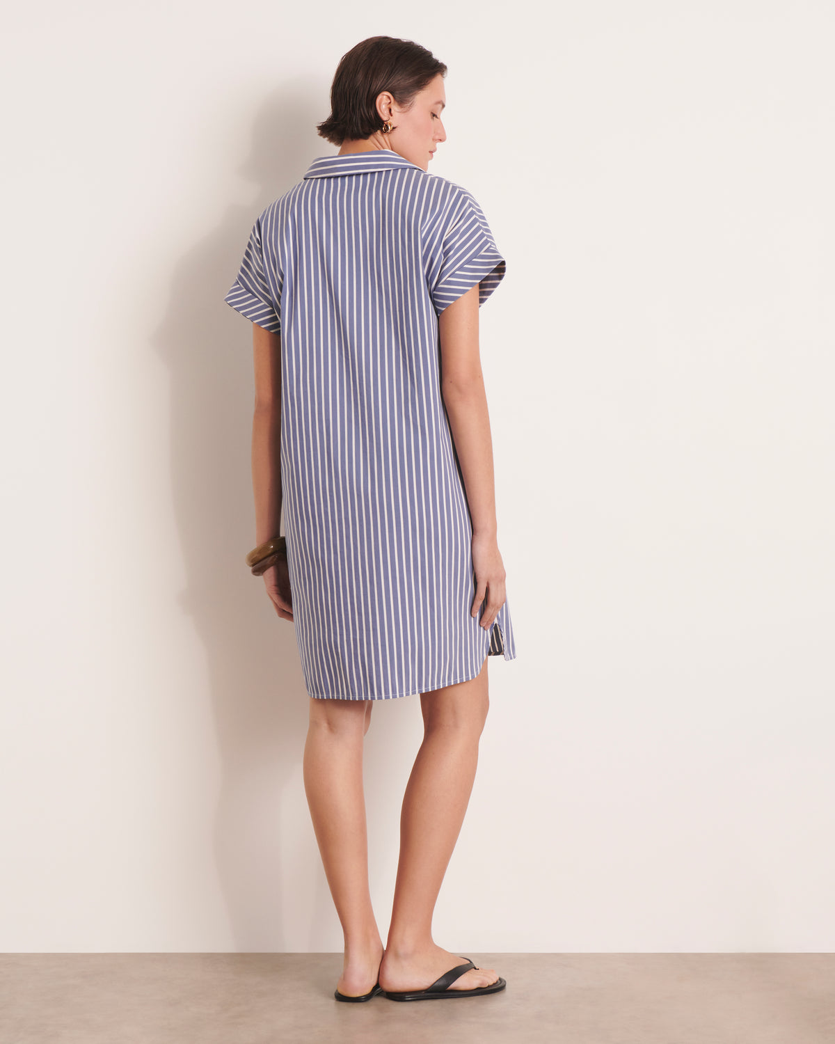 Robe courte droite bleue à rayures REGATE/13195/631