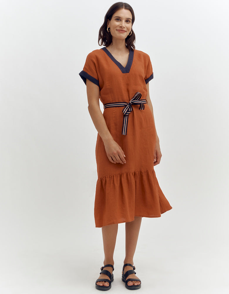 Robe longue à volant bicolore REGLISSE/87101/580