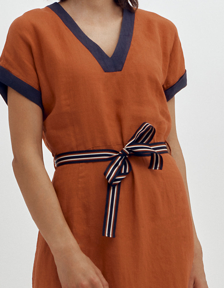 Robe longue à volant bicolore REGLISSE/87101/580